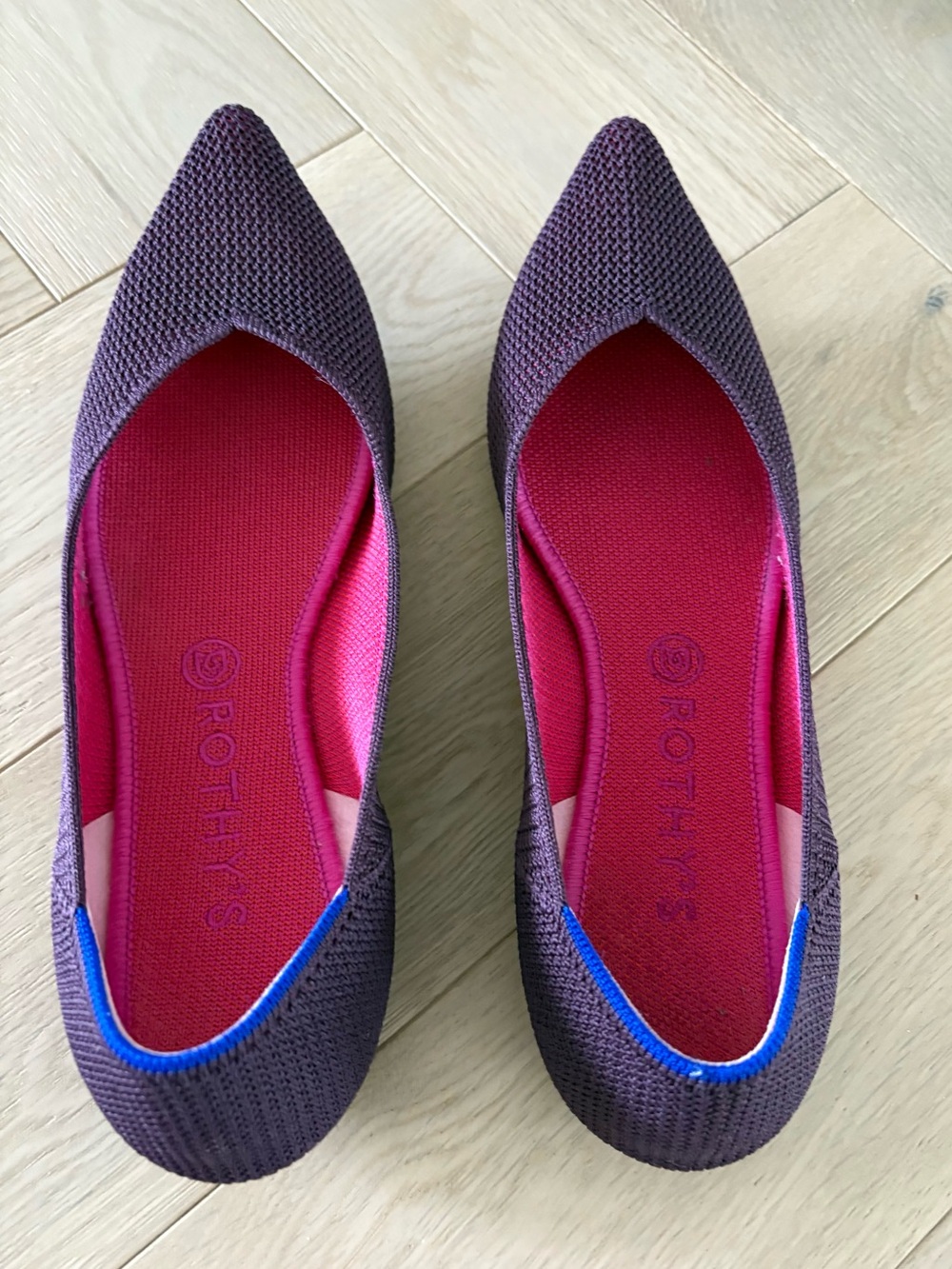 Rothys Sz 11 The Point Womens Berry Lattice Purple Ballet Flats Knit Slip On - Picture 7 of 10